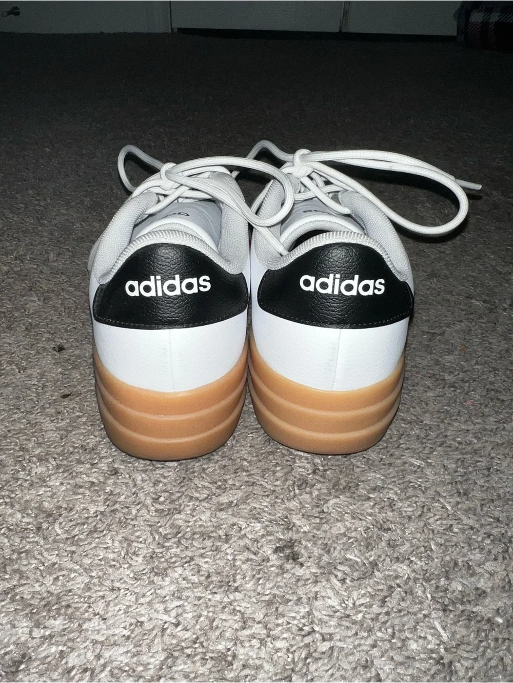 adidas VL Court Bold Platform Sneakers w/ Gum Sole size 8 white w/ black stripes